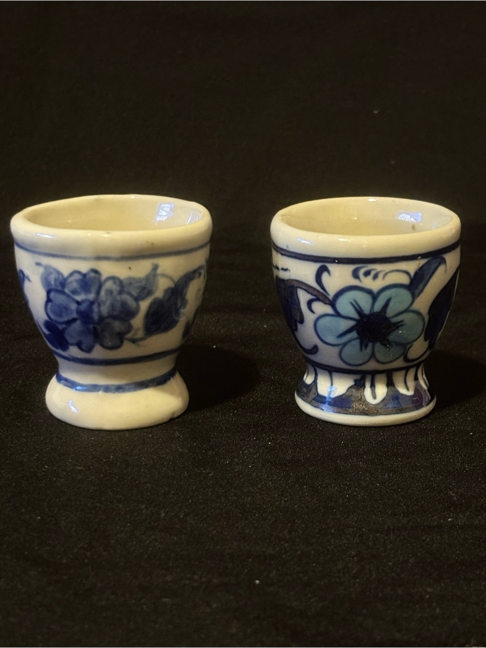 Set of 2 Ceramic Blue & White Floral Egg Cups